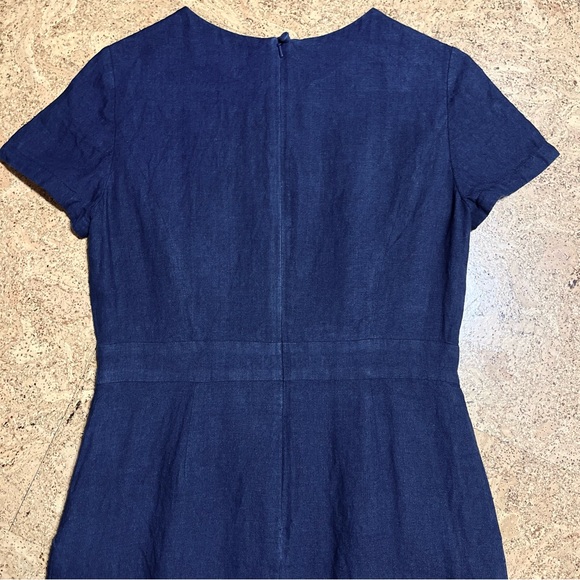 Brooks Brothers Navy Blue Linen Shift Dress Sz 4 - Picture 5 of 14